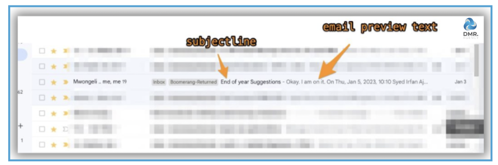 Email preview showing how the subject line and preview text appear together